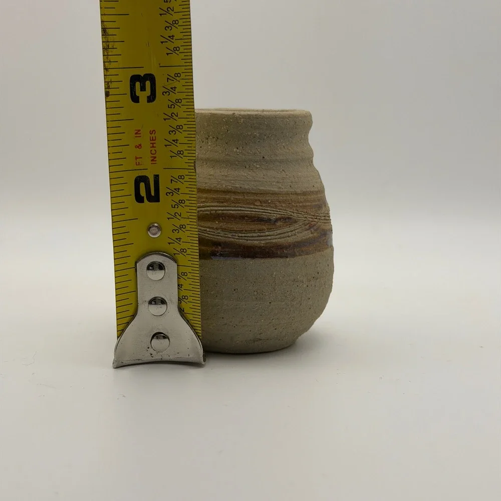 Vintage Studio Pottery Bud Vase Rustic Stoneware‎ Mini Vase Earth Tone Handmade